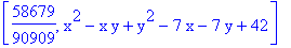 [58679/90909, x^2-x*y+y^2-7*x-7*y+42]